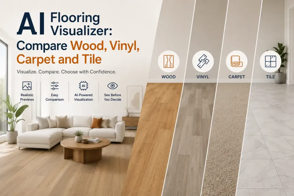 Ai Flooring Visualizer: Jämför trä, vinyl, matta och kakel